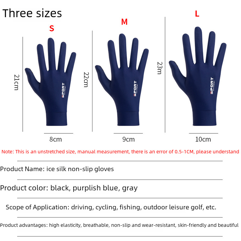 Sun protection gloves summer ice silk thin non-slip gloves outdoor fishing riding gloves men's and women's take-out Dew two fingers_voghion.com
