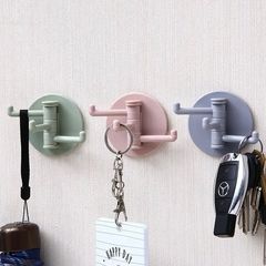 No trace adhesive rotating hook kitchen bathroom wall hooks home plain adhesive hook no drilling 