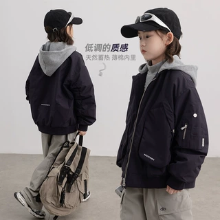 男童外套秋冬款2025新款儿童冬季连帽上衣大男孩冬装夹棉工装夹克