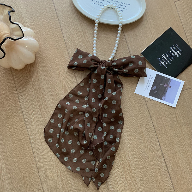 Collar de perlas Nuevo cinturón de moda multiusos Bufanda de seda Tiras largas Tiras de alta calidad Turbante para el cabello Cinturón de lunares para el cabello Accesorios para el cabello