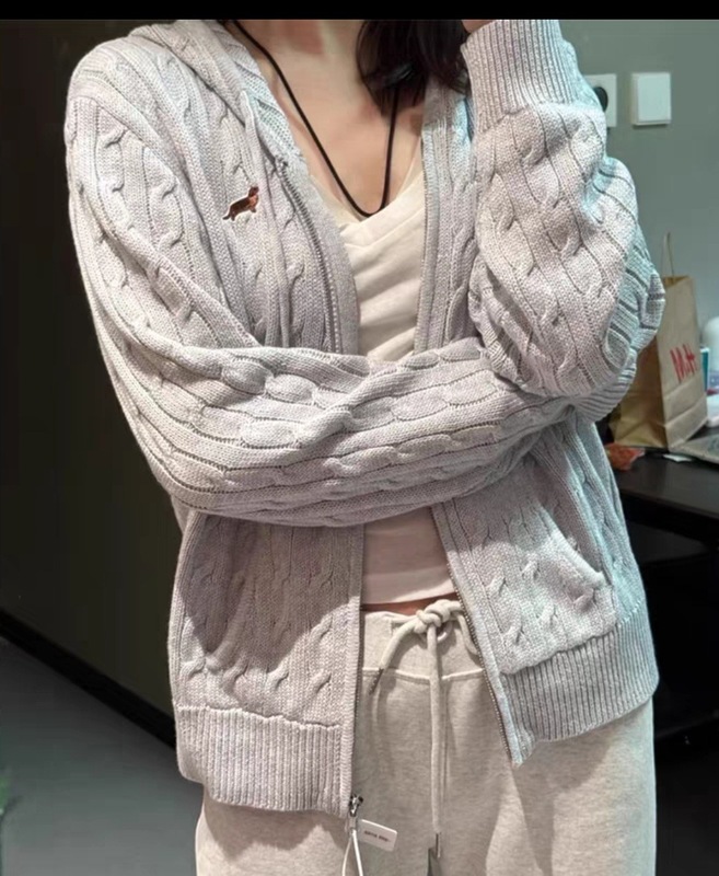 小麻花2025秋冬款新款灰色拉链毛衣慵懒针织开衫连帽上衣女装宽松|undefined