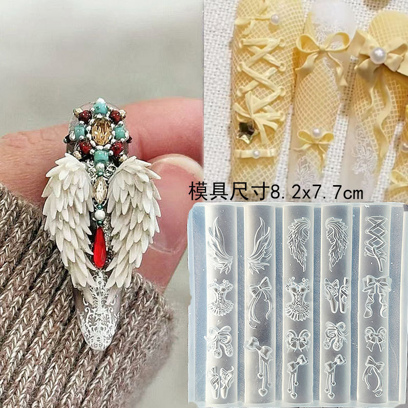 さまざまな蝶の形のネイルアート装飾シリコンモールド高透明接着剤 UV 接着剤モールド交換モデル|undefined
