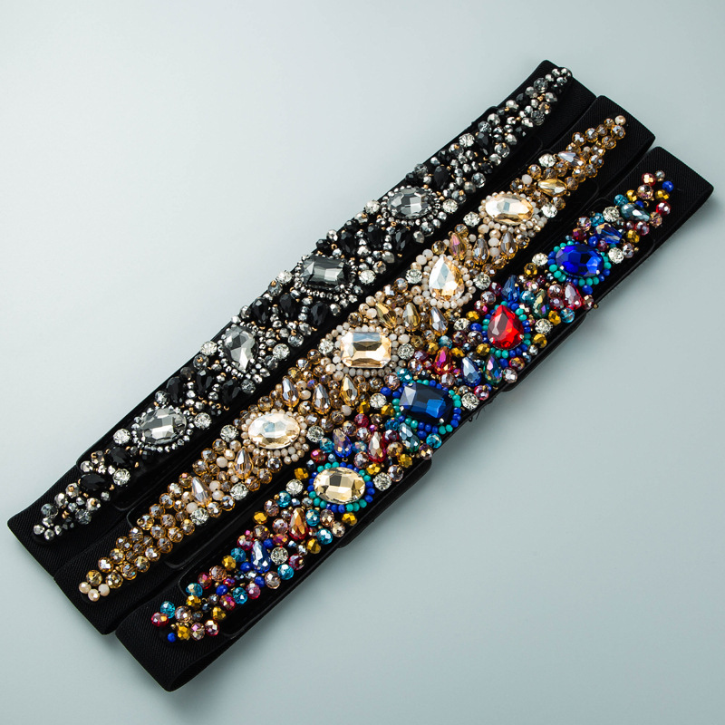 Fashion Elastic Fabric Color Crystal Decorative Belt Wholesale Nihaojewelry display picture 4