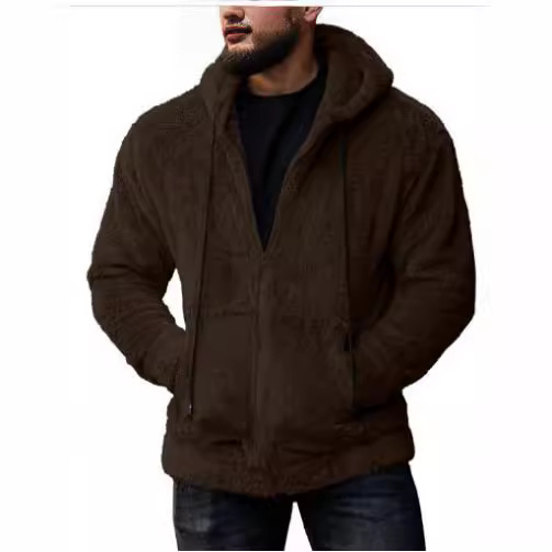 Herren Kapuzenjacke Aus Plüsch Strickjacke Für Den Herbst_voghion.com