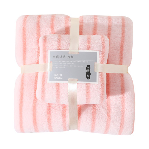New Quality Narrow Strip Towel Set, Coral Fleece Beach Towel, Absorbent Home Daily Gift Welfare