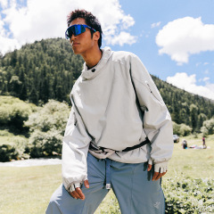 男女同款拼色反光运动卫衣轻量化速干运动长袖卫衣  宽松男式卫衣