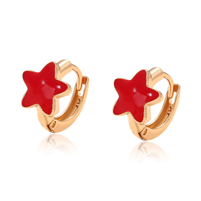 Xuping ruso goteo de aceite pentagonal aretes de aleación pentacolos aretes de verano sensación de nicho aretes para mujeres