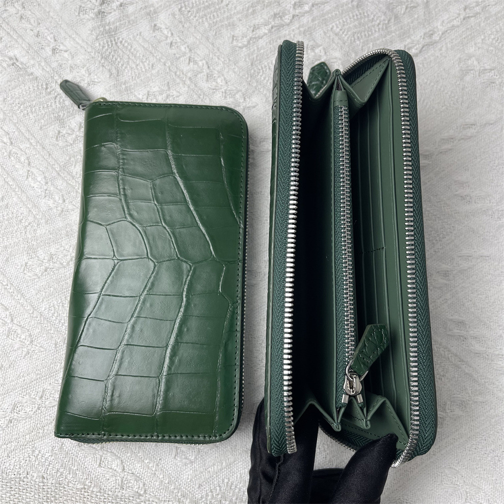 Directo de fábrica siameses cocodrilo pescado cuero bolso de los hombres billetera de moda bolso largo embrague Cartera de cuero