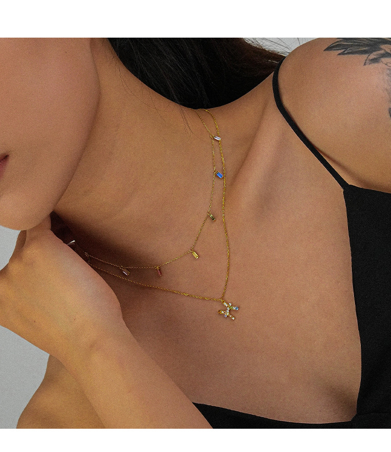 925 Sterling Silver Material Constellation Pattern All Seasons Season 925 Sterling Silver Zircon Plating Inlay Constellation Pendant Necklace