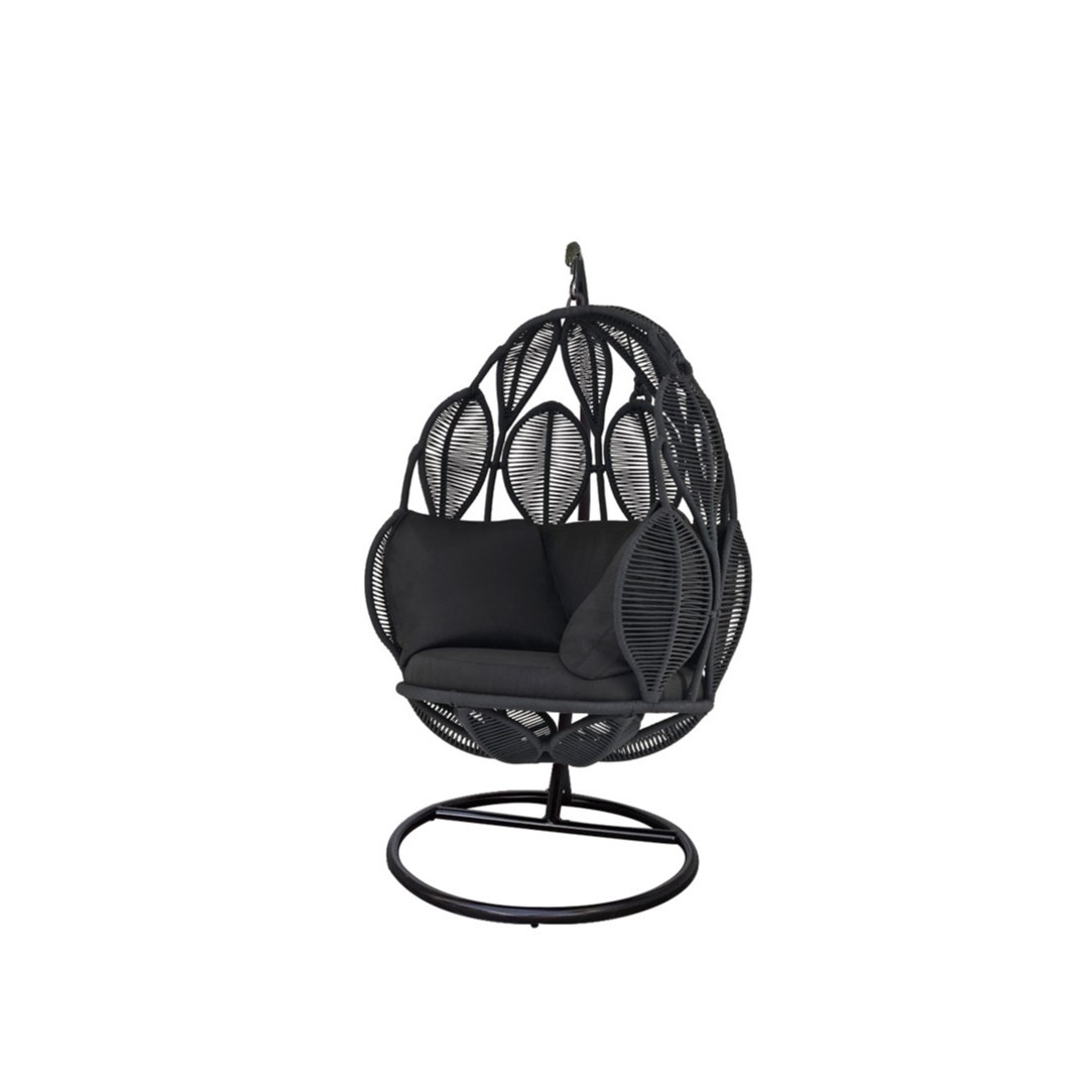 Cesta colgante de aterrizaje (cojín gratuito + almohada) tejido de cuerda