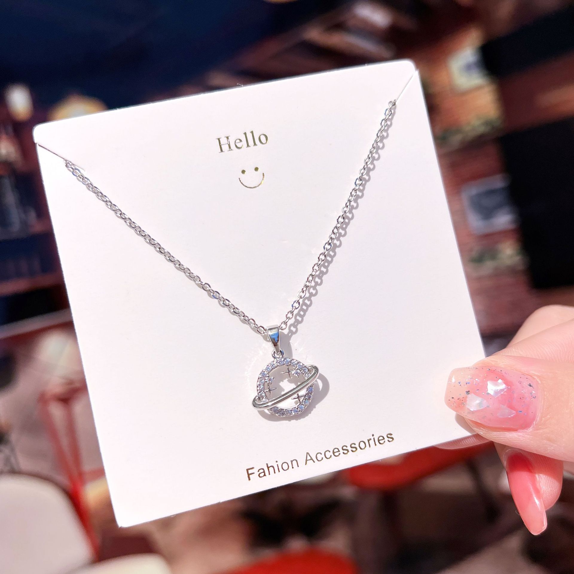 Fashion Crown Shell Titanium Steel Inlay Artificial Pearls Zircon Pendant Necklace 1 Piece