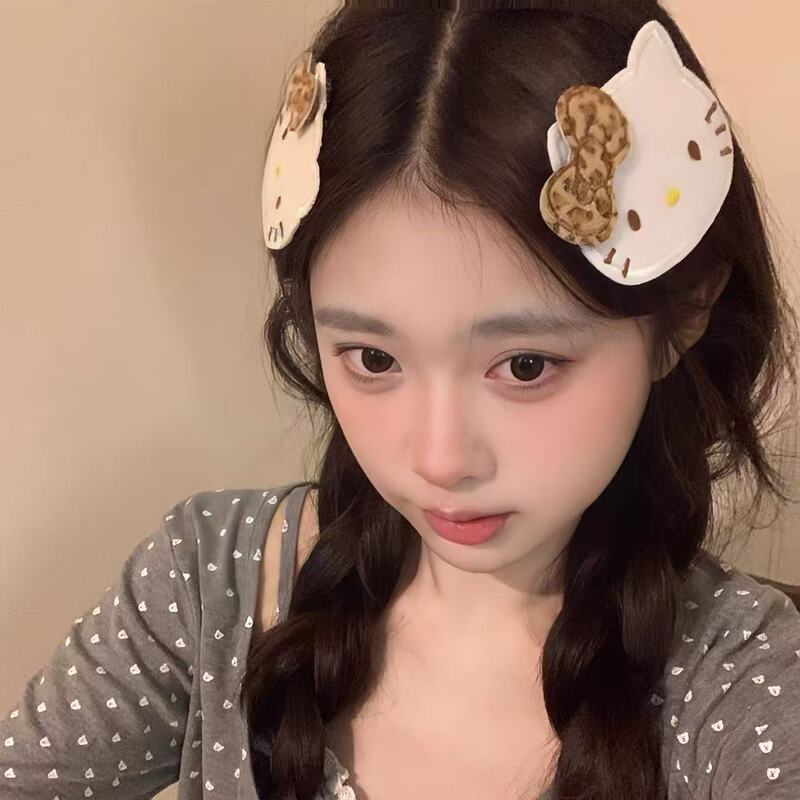韩系可爱豹纹kt猫魔术贴发夹女碎发刘海发帖侧边头发帖发卡发饰|undefined