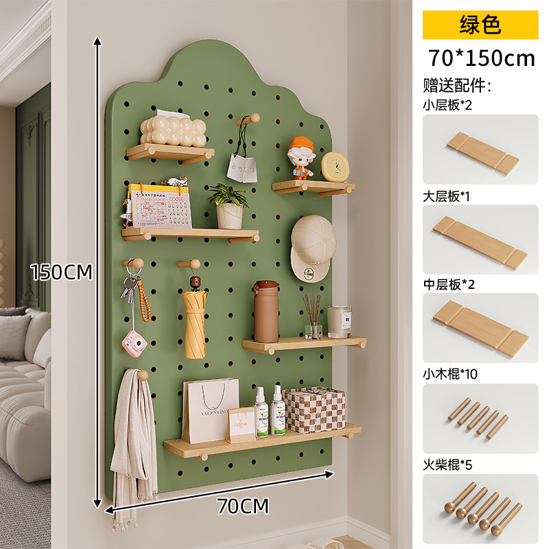 Tablero de agujero de madera maciza, estante de pared, entrada, forma de nogal, decoración de pared, pantalla de almacenamiento