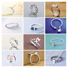 純銀戒指女 韓版個性情侶對戒簡約清新開口關節戒指小指尾戒指環