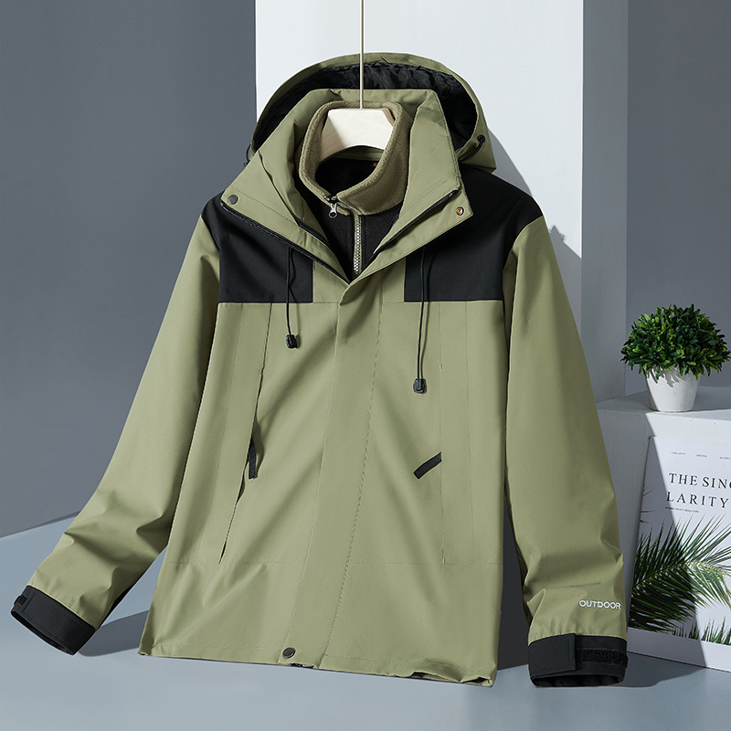 秋冬季三合一冲锋风衣户外夹克防护外套男女防水夹克情侣登山服|undefined