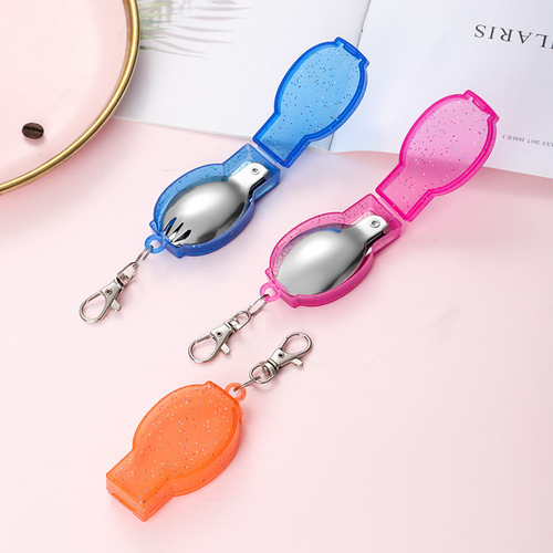 Folding tableware set multifunctional stainless steel spoon knife fork salad spoon outdoor camping portable set wholesale