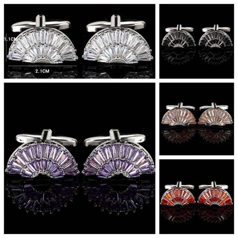 Chinese Style Fan Crystal Zircon cufflinks Men's Sleeve Stud French Shirt Cuff Stud Shirt Buckle cufflinks