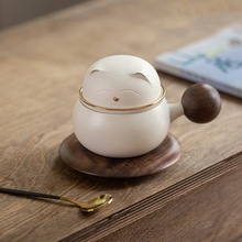 招财猫茶杯陶瓷茶水分离水杯咖啡杯泡茶杯可爱创意杯子送礼