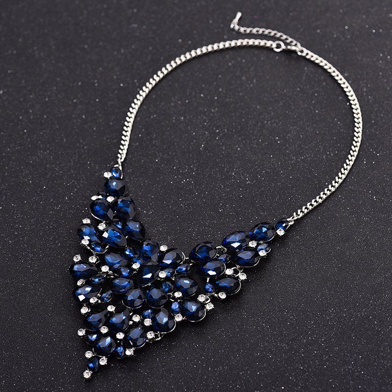 Fashion Flower Artificial Crystal Alloy Rhinestone Plating Flower Artificial Rhinestones Necklace