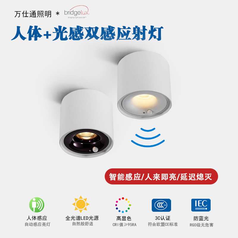 Human body induction spotlight led anti-glare embedded hotel villa staircase aisle corridor entrance smart tube spotlight