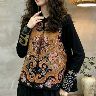 2026秋新中式重工刺绣立领马甲女民族风无袖坎肩复古绣花宽松上衣