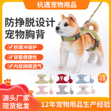 跨境狗狗牵引绳背心式中小型犬胸背带遛猫咪兔子绳链宠物用品伸缩