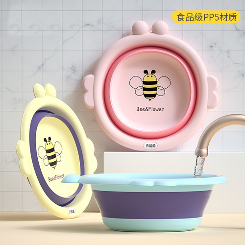 Newborn washbasin can be hung cartoon basin children's washbasin household foldable baby washbasin foreign trade plastic basin