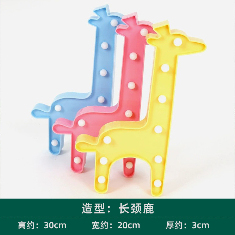 Luz de modelado led flamenco cactus arco iris luz decorativa dibujos animados linda estrella de cinco puntas amor luz de noche de Navidad