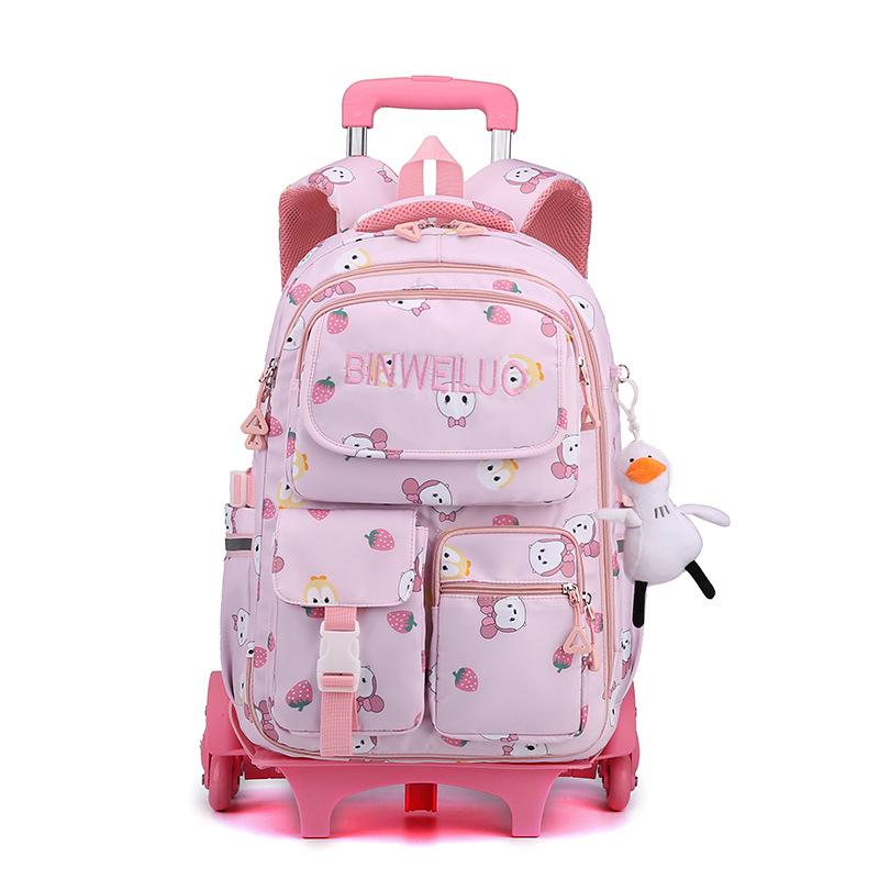 2022 nuevo grado 3-6 escuela primaria mochila de las niñas color de contraste cielo estrellado impresión mochila de la carretilla de los hombres