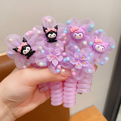 兒童卡通庫洛米系列卷卷電話線發圈小女孩扎馬尾不傷發皮筋頭繩發