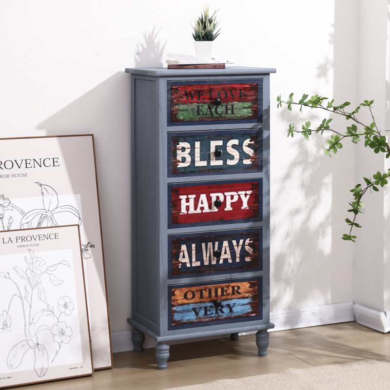 Cross-Border americano cajón gabinete de almacenamiento vintage armario pastoral juguete de múltiples capas de madera en el pecho de cajones creativa mesita de noche