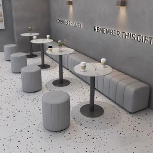 Trendy Burger Milk Tea Shop Japanese Restaurant Wall-Mounted Booth Bench Cafe Dessert Shop Bookstore Seating Area Tables and Chairs