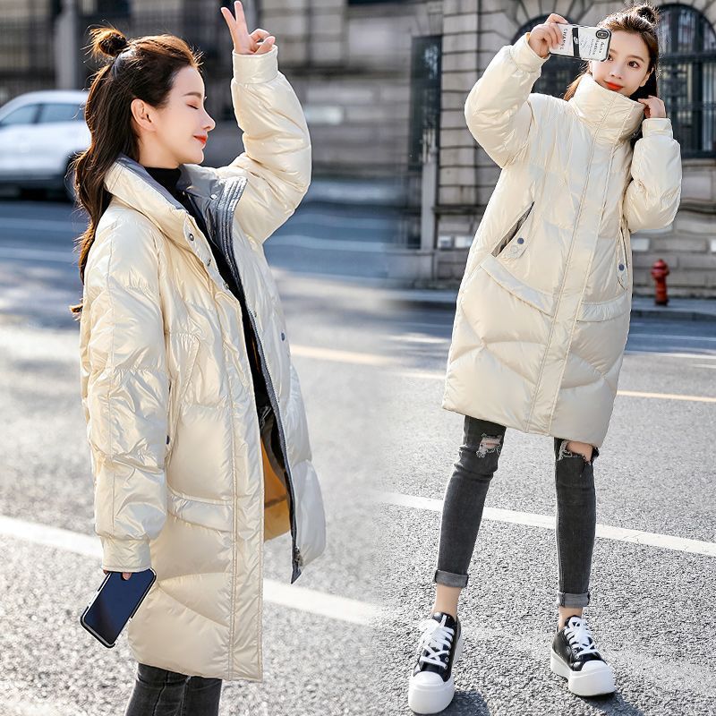European Goods 2025 New Winter Clothing Fashionable Contrasting Color Loose down Jacket Women's Mid-Length White Duck down Small Jacket