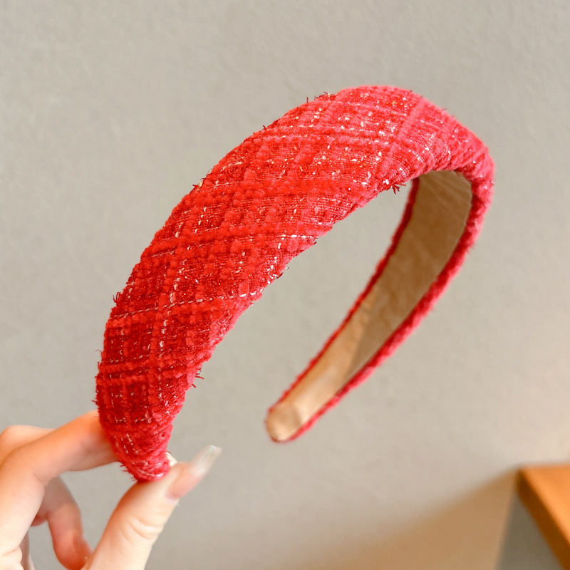 Diadema roja de Año Nuevo para mujer 2026, diadema moderna de alta calidad para otoño e invierno, diadema para lavarse la cara, horquilla para el cabello, accesorio para el cabello estilo Chanel image 14