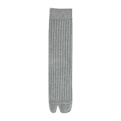 Split-toe socks, two-toe socks, women's spring and autumn pure cotton double-needle striped cotton socks, mid-tube, black and gray, deodorant, boneless pile socks