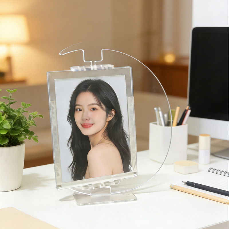 Xiaohongshu Same Style Moon-Themed Card Holder Rotating Stand Photo Frame 3inch Gumei Card Insert DIY Stand Transparent Acrylic