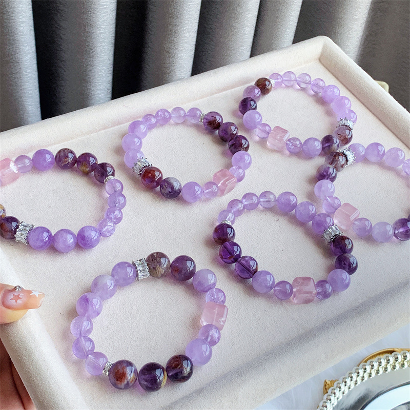 Simple Style Round Amethyst Rhinestones Bracelets In Bulk display picture 1