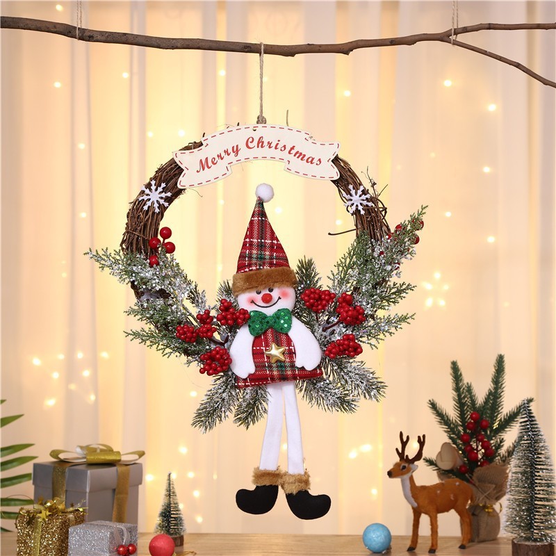 国境を越えた新しいクリスマス装飾花輪クリスマスガーランドホテルショッピングモール装飾ドア吊り松葉装飾品|undefined