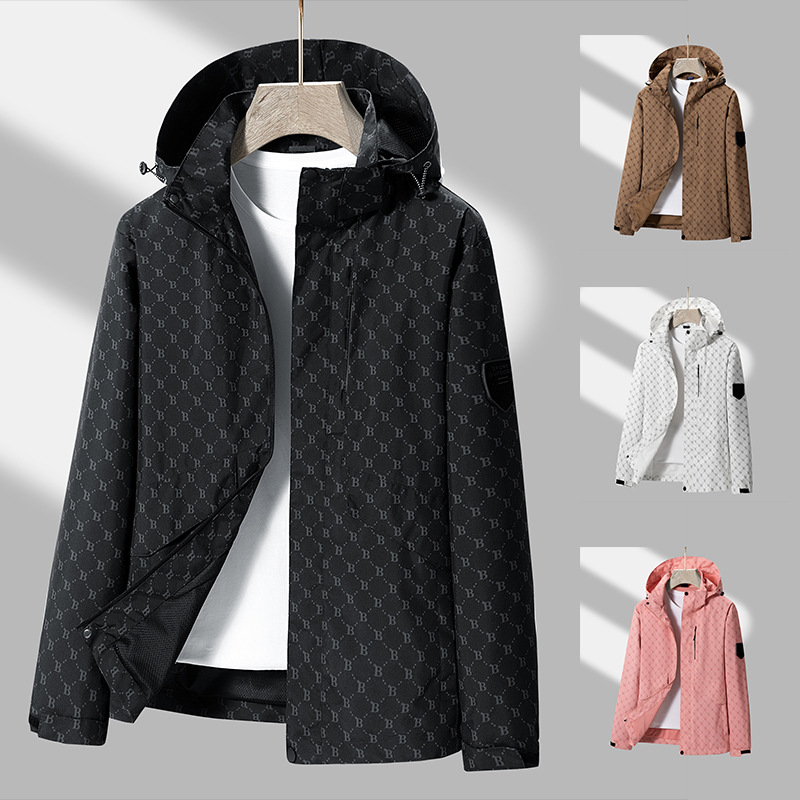 2023 Spring and Autumn New Hooded Jacket Men's Detachable Hat Waterproof Windproof Charge Coat Youth Outwear Top_voghion.com