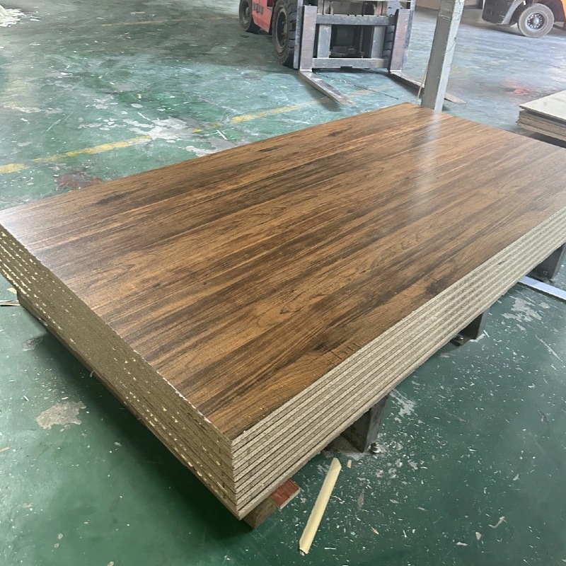15mm Wood Grain Vertical Stripe Board Paint-Free Particleboard Hotel Furniture Partition Melamine Particleboard