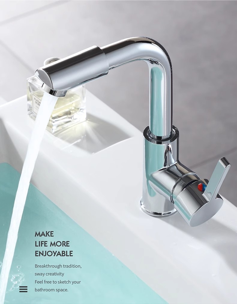 Washbasin, hot and cold water faucet, bathroom, stainless steel countertop basin, washbasin, household rotating single-hole faucet Application Scenario