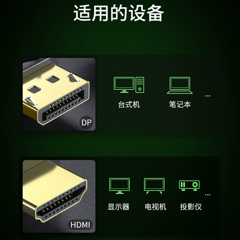 Кабель переходник DP на HDMI 4K, кабель конвертер DP→HDMI 1.8 м, для ноутбуков