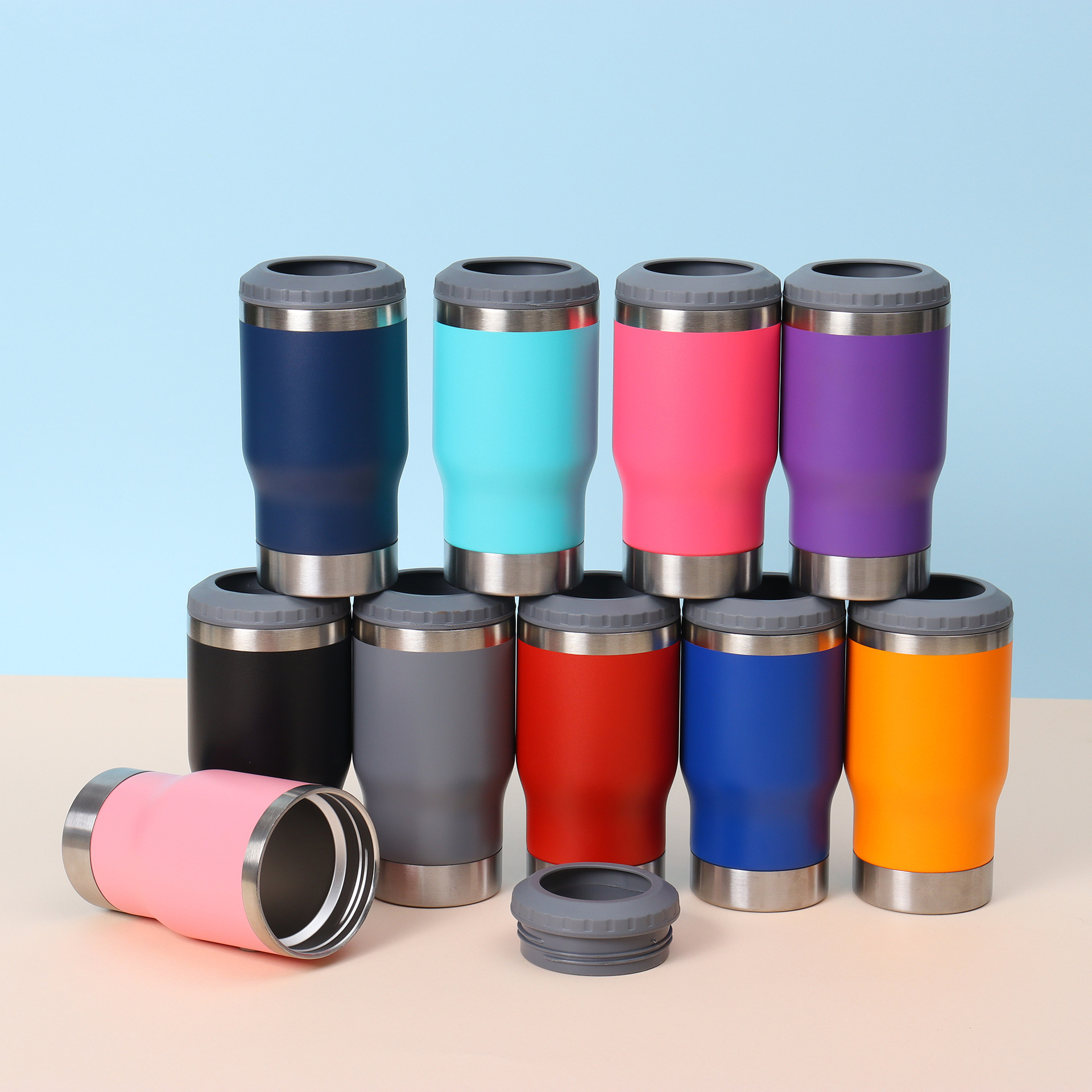 국경 간 14oz 콜드 맥주 컵 304 스테인레스 스틸 이중층 진공 절연 컵 휴대용 병따개 자동차 컵