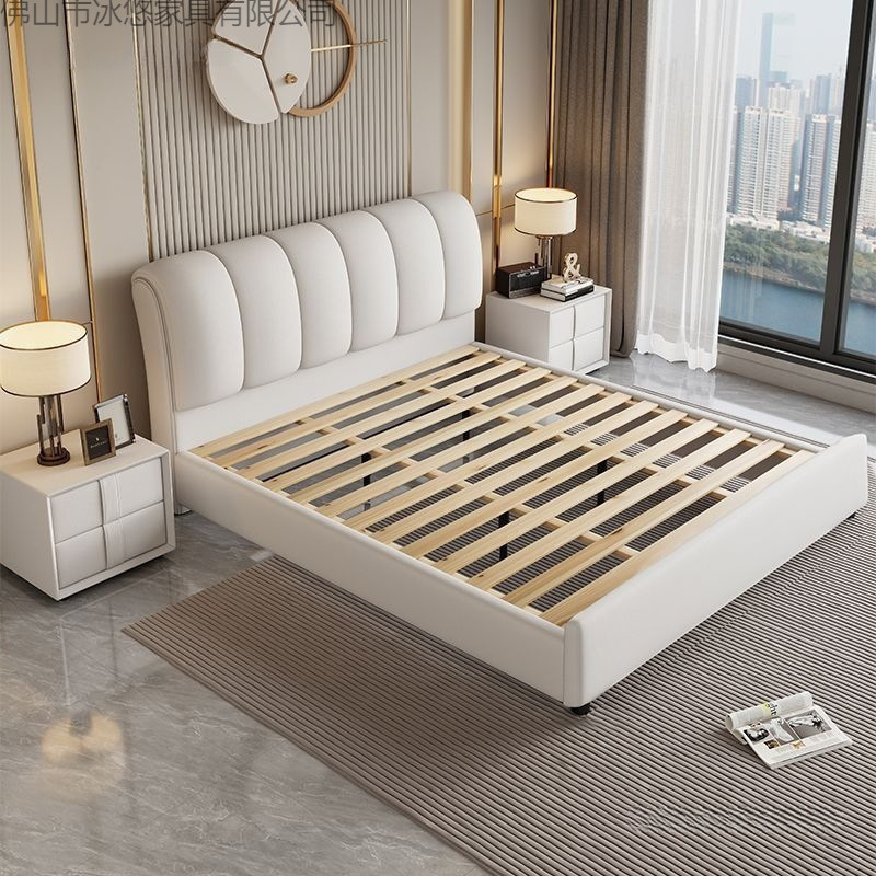 Modern Small Apartment Puff Bed Double 1.5 Solid Wood Bed 2m Master Bedroom Upholstered Double Storage Wedding Bed