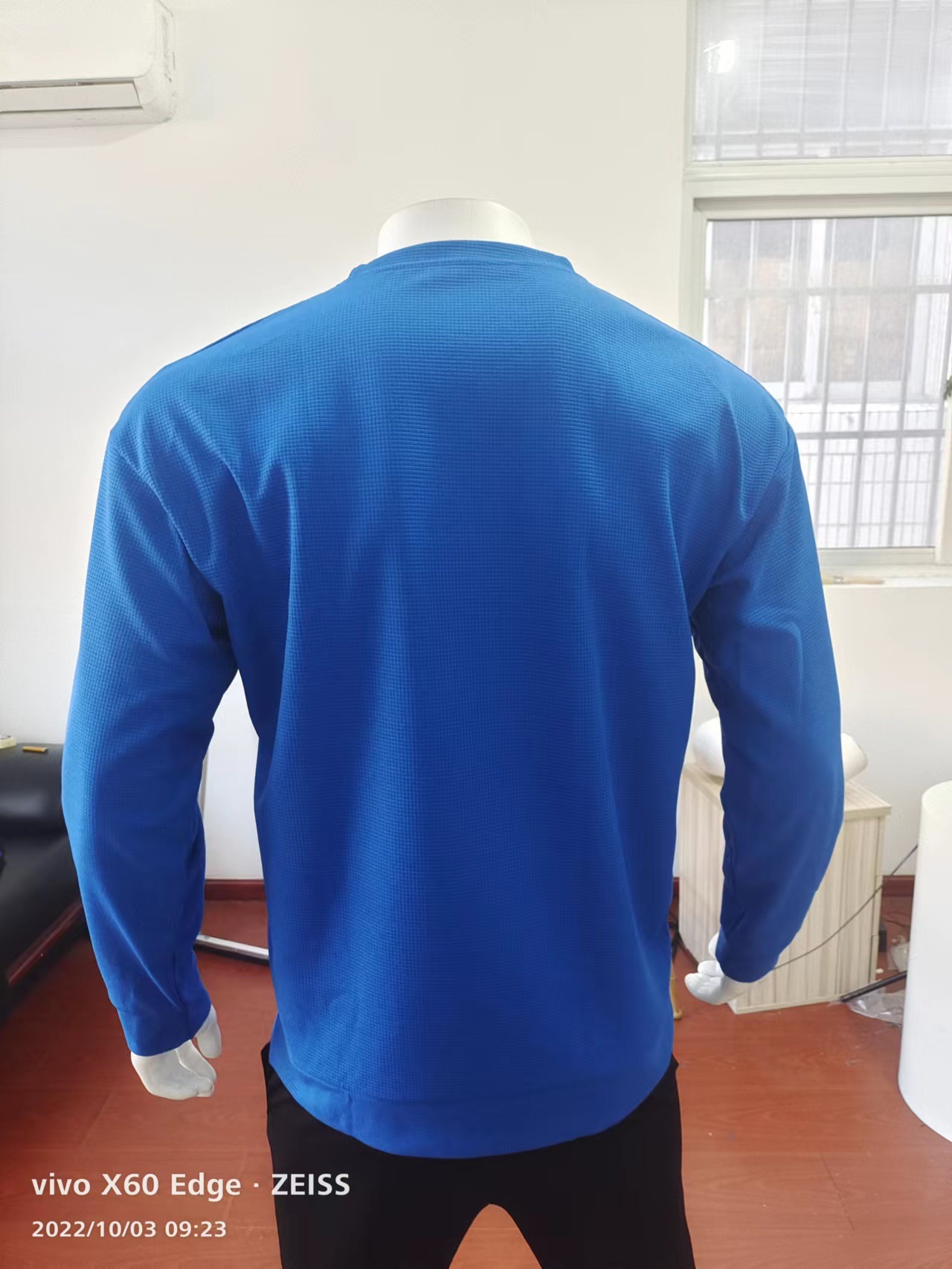 Men's T emu Solid Color Waffle Long Sleeve T-shirt Spring and Autumn New Round Neck Top for Men_voghion.com