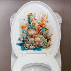 跨境CH33099珊瑚海馬馬桶貼衛生間美化裝飾自粘貼紙馬桶蓋貼紙