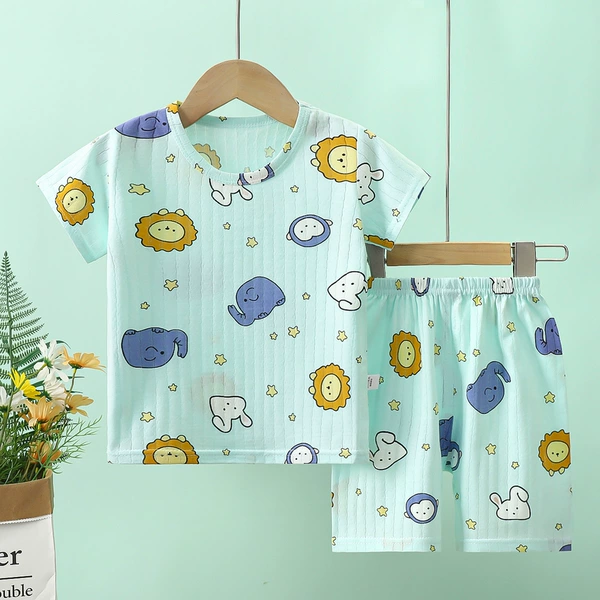 Pure Cotton 5-point set-Lion Elephant