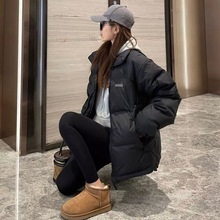 黑色短款羽绒服女年冬新款韩版宽松加厚白鸭绒面包服外套