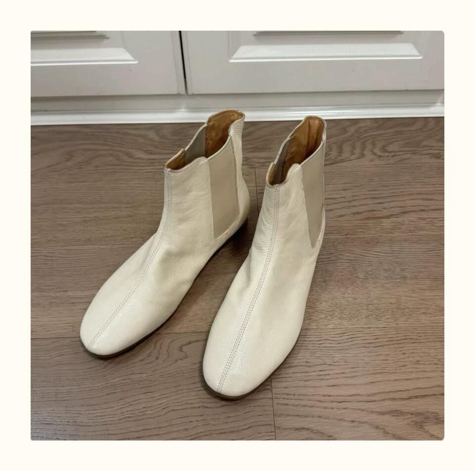 Bốt Chelsea cổ ngắn nữ mũi tròn phong cách Anh, đế bằng chống trượt, gót 3–5 cm — Màu trắng, màu đen chi tiết 10
