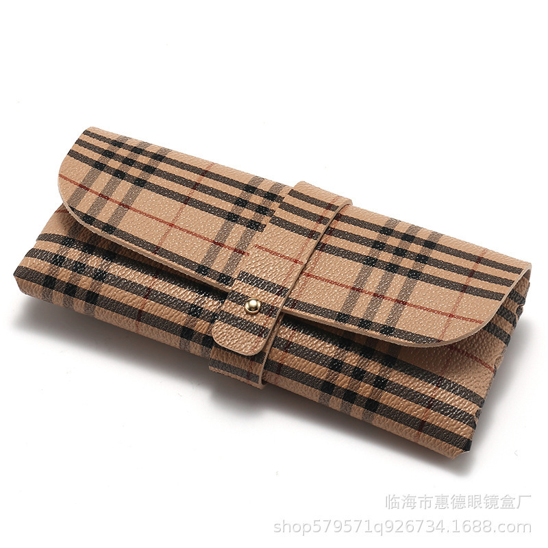 厂批眼镜盒现货新款单钉皮质墨镜包手工编织太阳镜盒子可印LOGO|undefined